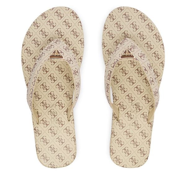 Japonki Guess. Brązowe klapki damskie Guess, z aplikacjami, bez obcasa. Za 245.99 zł.