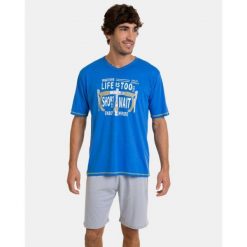 Piżama męska rozm. XL P241318 krótki rękaw 158 Blue. Niebieskie piżamy męskie Massana Homewear, m, bez wzorów, z bawełny, bez ramiączek, krótkie. Za 234.00 zł.