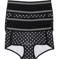 Figi "french" (4 pary) bonprix czarno-biały z nadrukiem. Białe figi damskie bonprix, z nadrukiem. Za 39.96 zł.