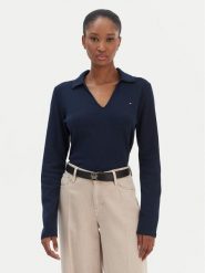 Tommy Hilfiger Bluzka Modern Cody WW0WW47850 Granatowy Slim Fit. Niebieskie koszule damskie Tommy Hilfiger, xxl, bez wzorów, z bawełny, bez kołnierzyka, bez ramiączek. Za 349.99 zł.
