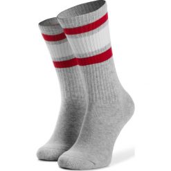 Skarpety Wysokie Damskie CHAMPION - Stripe Ribbed Crew Socks 804393 EM026 Loxgm/Wht/Red. Szare skarpety damskie Champion, bez wzorów, z bawełny. W wyprzedaży za 39.00 zł.