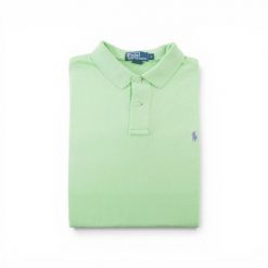 Koszulka Polo męska z krótkim rękawem Polo Ralph Lauren. Zielone koszulki polo męskie Ralph Lauren, l, bez wzorów, z bawełny, eleganckie, bez ramiączek. Za 106.46 zł.