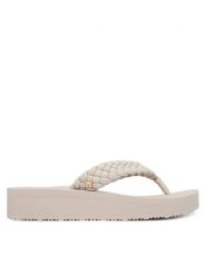 Tommy Hilfiger Japonki Th Wedge Cornrow Beach Sandal FW0FW09037 Écru. Klapki damskie Tommy Hilfiger, bez wzorów, ze skóry, bez obcasa. Za 209.99 zł.