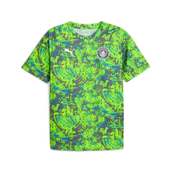 Koszulka rozgrzewkowa Manchester City 2025/26. Zielone koszulki sportowe męskie Puma, bez wzorów, bez kołnierzyka, bez ramiączek, do piłki nożnej. W wyprzedaży za 205.80 zł.