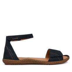 Sandały Josef Seibel. Niebieskie sandały damskie Josef Seibel, bez wzorów, bez obcasa, na płaskiej podeszwie, bez zapięcia. Za 379.99 zł.