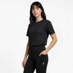Legginsy trekkingowe damskie AULP DETER z kieszenią. Czarne bielizna termoaktywna damska Aulp, bez wzorów, z elastanu, bez ramiączek. Za 179.99 zł.