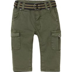 Spodnie w kolorze khaki. Brązowe spodenki niemowlęce Steiff, z aplikacjami, z tkaniny. W wyprzedaży za 75.95 zł.