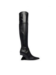 KARL LAGERFELD Kozaki Waverly KL34690 Czarny. Czarne kozaki damskie KARL LAGERFELD, ze skóry, bez obcasa, na koturnie. Za 1,279.00 zł.