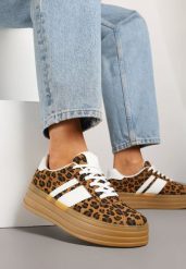 Panterkowe Sneakersy Kultowe Tenisówki z Ozdobnymi Paskami Vandell. Trampki i tenisówki damskie Renee, bez wzorów, z jeansu, eleganckie, bez zapięcia. Za 79.99 zł.