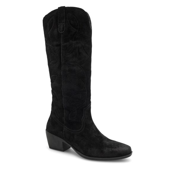 Kozaki Lasocki. Czarne kozaki damskie Lasocki, bez obcasa, na słupku. Za 369.99 zł.