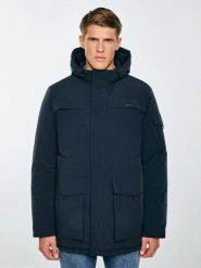 Kurtka męska z wypełnieniem granatowa Lob 404. Niebieskie płaszcze męskie Big Star, na zimę, l, bez wzorów, z poliamidu, eleganckie, bez kaptura. Za 549.99 zł.
