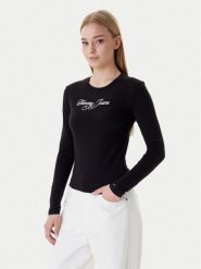 Tommy Jeans Bluzka Essential DW0DW21844 Czarny Regular Fit. Czarne bluzki damskie Tommy Jeans, xl, bez wzorów, z bawełny, bez kołnierzyka, bez ramiączek. Za 149.99 zł.