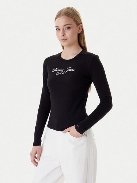 Tommy Jeans Bluzka Essential DW0DW21844 Czarny Regular Fit. Czarne bluzki damskie Tommy Jeans, xl, bez wzorów, z bawełny, bez kołnierzyka, bez ramiączek. Za 149.99 zł.