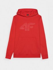 4F Bluza dresowa nierozpinana z kapturem męska - czerwona S. Czerwone bluzy męskie 4f, m, bez wzorów, z bawełny, z kapturem. W wyprzedaży za 119.99 zł.
