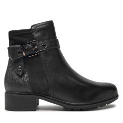 Botki Tamaris. Czarne botki damskie Tamaris, bez obcasa, na płaskiej podeszwie, bez zapięcia. Za 309.99 zł.
