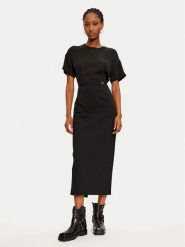 TWINSET Sukienka dzianinowa 242TP2402 Czarny Loose Fit. Czarne sukienki damskie Twinset, bez wzorów, z dzianiny, bez kołnierzyka, bez ramiączek. Za 629.99 zł.