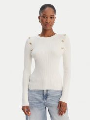 Guess Sweter W6RR58 Z2YK2 Écru Regular Fit. Swetry damskie Guess, s, z aplikacjami, z wiskozy, bez kołnierzyka, bez ramiączek, bez kaptura. Za 399.99 zł.