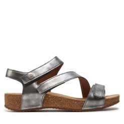 Sandały Josef Seibel. Szare sandały damskie Josef Seibel, bez wzorów, bez obcasa, na płaskiej podeszwie, bez zapięcia. Za 389.99 zł.