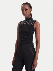 Fracomina Bluzka FR26WT4005K506R9 Czarny Slim Fit. Czarne bluzki damskie Fracomina, xs, bez wzorów, z syntetyku, bez kołnierzyka, bez ramiączek. Za 309.99 zł.
