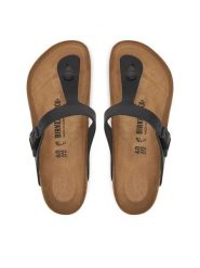 Birkenstock Japonki Gizeh 1029231 Czarny. Czarne klapki damskie Birkenstock, bez wzorów, ze skóry, bez obcasa. Za 458.99 zł.