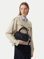Tommy Hilfiger Torebka Th Logotape Mini Satchel AW0AW18743 Czarny. Czarne torebki do ręki damskie Tommy Hilfiger, bez wzorów, ze skóry, bez dodatków. Za 489.99 zł.