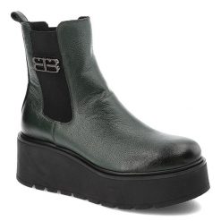 Zielone Botki Armodo Modne Obuwie Damskie Na Platformie. Zielone botki damskie Armodo, ze skóry, bez obcasa, na platformie. Za 379.00 zł.