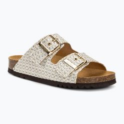 Klapki damskie Scholl Noelle Raf Te. Białe klapki damskie Scholl, bez wzorów, bez obcasa. Za 319.99 zł.
