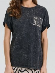 Koszulka z nadrukiem na plecach MTV - szary. Szare t-shirty damskie Sinsay, l, bez wzorów, bez kołnierzyka. W wyprzedaży za 29.99 zł.