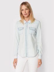Guess Koszula jeansowa W2GH75 D4NA0 Niebieski Regular Fit. Niebieskie bluzki damskie Guess, xl, z aplikacjami, z bawełny, bez kołnierzyka, bez ramiączek. Za 229.99 zł.