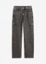 Dżinsy o kroju loose fit, z regulowanym pasem, straight. Czarne jeansy dla chłopców bonprix, z bawełny. Za 124.99 zł.