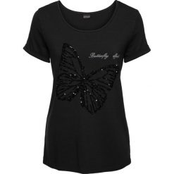 Shirt z krótkim rękawem i nadrukiem bonprix czarny. Bluzki damskie bonprix. Za 54.99 zł.