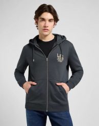 MESKA BLUZA LEE ELEVATED ESS ZIP HOODIE WASHED BLACK 112371841. Czarne bluzy męskie Lee, s, bez wzorów, bez kaptura. Za 189.99 zł.