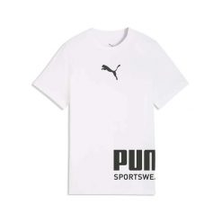 T-Shirt Puma Sport Graphic Tee B Dzieci. Białe t-shirty dla chłopców Puma, bez wzorów, z bawełny, bez ramiączek. Za 159.99 zł.