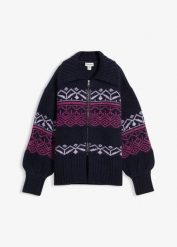 Krótki kardigan z norweskim wzorem. Białe kardigany damskie bonprix, bez wzorów, krótkie. Za 159.99 zł.