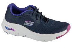 Buty sportowe Sneakersy damskie, Arch Fit-Infinity Cool. Niebieskie obuwie sportowe damskie Skechers, bez wzorów, z materiału, trekkingowe. Za 399.99 zł.