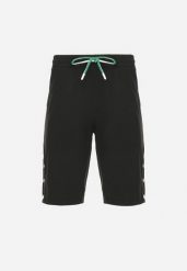Czarne Dresowe Szorty ze Sznurkiem w Pasie i Metalicznymi Napami Tharnni. Czarne szorty męskie Born2be, na lato, l, bez wzorów, z dresówki, eleganckie. Za 34.99 zł.