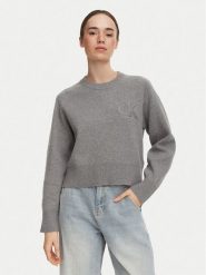 Calvin Klein Jeans Sweter LV047H320G Szary ciemny Regular Fit. Szare swetry damskie Calvin Klein Jeans, xl, bez wzorów, z bawełny, bez kołnierzyka, bez ramiączek, bez kaptura. Za 569.99 zł.