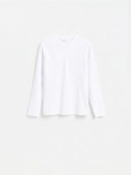 Longsleeve slim fit - biały. Białe bluzki z długim rękawem męskie Reserved, l, bez wzorów, z bawełny, bez kołnierzyka. Za 69.99 zł.