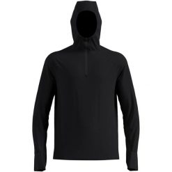 Bluza z kapturem Odlo Mid layer hoody X-ALP. Czarne bluzy sportowe męskie Odlo, l, bez wzorów, z materiału, z kapturem, do biegania. Za 499.99 zł.