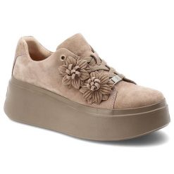 Sneakersy damskie Filippo o sznurowanym fasonie z ozdobnymi kwiatami i wysoką masywną platformą beżowe, DP7987/26 BE. Brązowe półbuty damskie Filippo, bez wzorów, z jeansu, casualowe, bez obcasa, na platformie, bez zapięcia. Za 239.00 zł.
