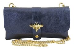 Listonoszka metalizowana BARBERINI'S granatowa 958/1-4. Niebieskie torebki shopper damskie Barberinis, bez wzorów, ze skóry, eleganckie, bez dodatków. Za 119.99 zł.