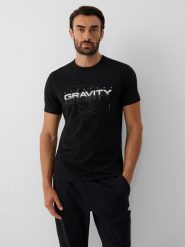 4F T-shirt slim z nadrukiem męski - czarny M. Czarne koszulki sportowe męskie 4f, m, bez wzorów, z bawełny, klasyczne, bez kołnierzyka. Za 69.99 zł.