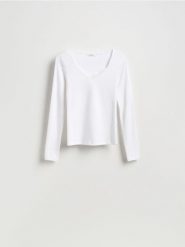 Bluzka z koronką - biały. Białe bluzki damskie Reserved, l, bez wzorów, z bawełny, bez kołnierzyka, bez ramiączek. Za 79.99 zł.
