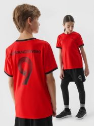 4F Koszulka piłkarska dziecięca 4F x Robert Lewandowski - czerwona 122/128 (6-8 lat). Czerwone t-shirty i topy dla dziewczynek 4f, bez wzorów, z materiału, bez ramiączek. W wyprzedaży za 59.99 zł.