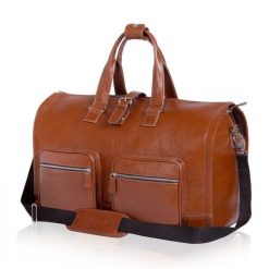 Skórzana torba męska na garnitur SL18 Harlow vintage brown. Brązowe garnitury męskie bez wzorów, vintage. Za 938.99 zł.