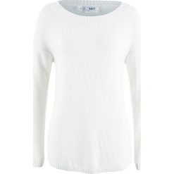 Sweter z dekoltem w łódkę bonprix biel wełny. Białe swetry damskie bonprix, bez wzorów, z wełny, bez kołnierzyka, bez ramiączek, bez kaptura. Za 32.99 zł.