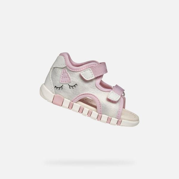 Sandały GEOX B SANDAL IUPIDOO GIR Rose. Czerwone sandały damskie Geox, bez wzorów, z tkaniny, bez obcasa, bez zapięcia. Za 189.99 zł.