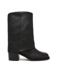 Aldo Botki Nolya 14183579 Czarny. Czarne botki damskie Aldo, ze skóry, bez obcasa, na słupku, bez zapięcia. Za 729.99 zł.