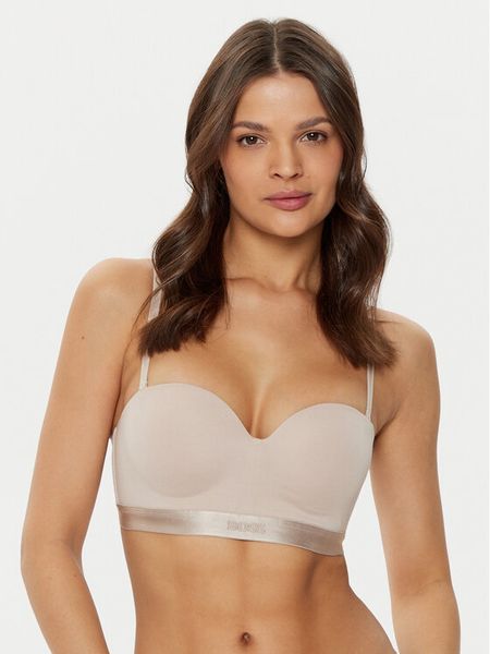 BOSS Biustonosz bardotka 50520415 Beżowy. Brązowe biustonosze Boss, bez wzorów, z bawełny. Za 159.99 zł.