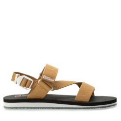 Sandały Jack Wolfskin. Brązowe klapki damskie Jack Wolfskin, bez wzorów, bez obcasa, na płaskiej podeszwie, bez zapięcia. Za 209.99 zł.